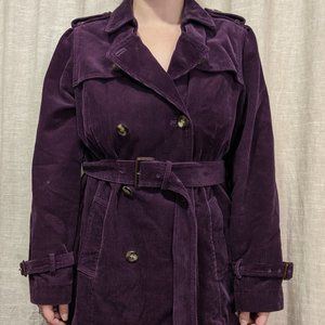 Purple Corduroy Double Breasted Pea Coat